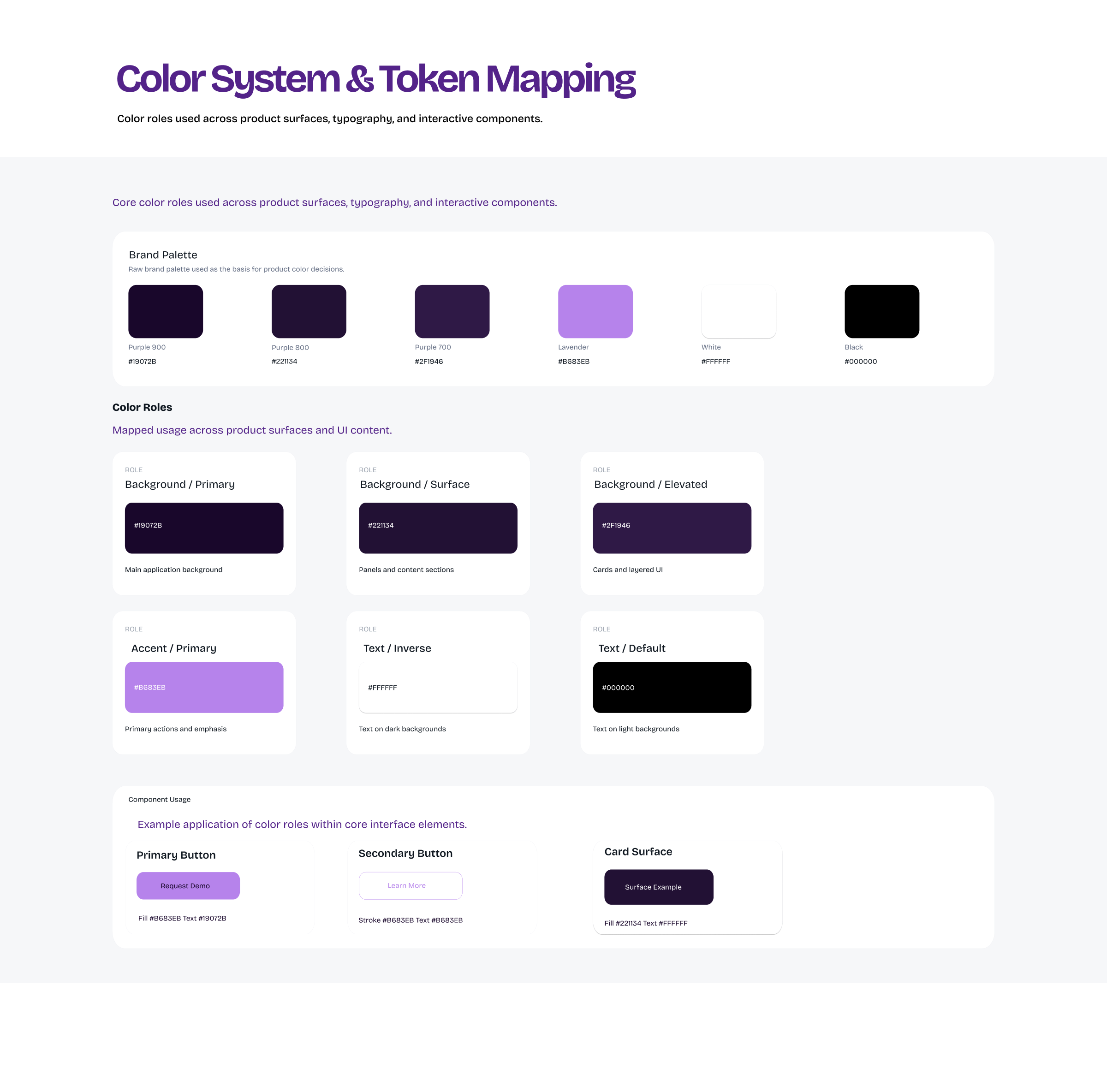 Olli color system — semantic tokens mapped to UI roles
