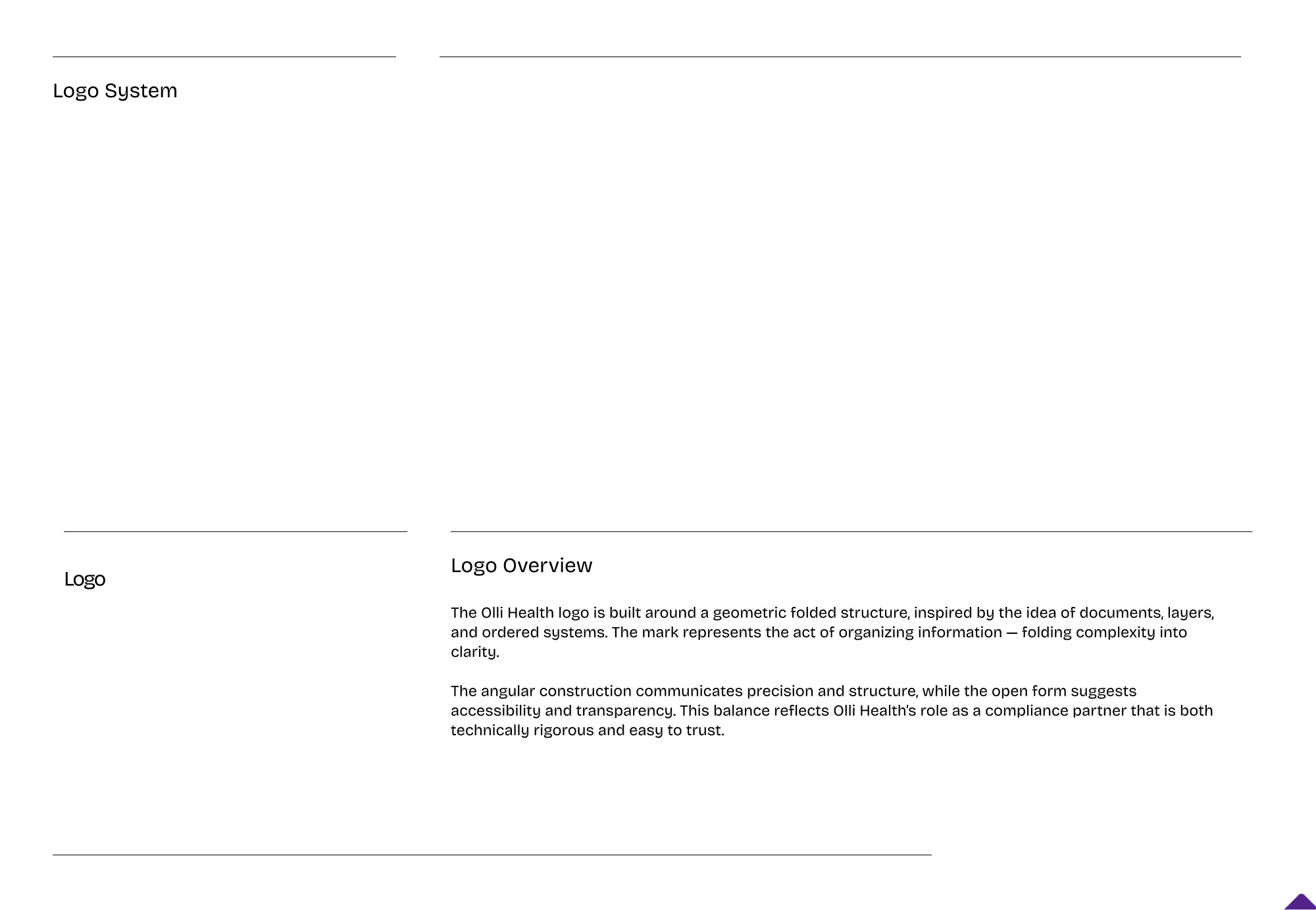 Olli logo system — geometric folded mark, monochrome variants