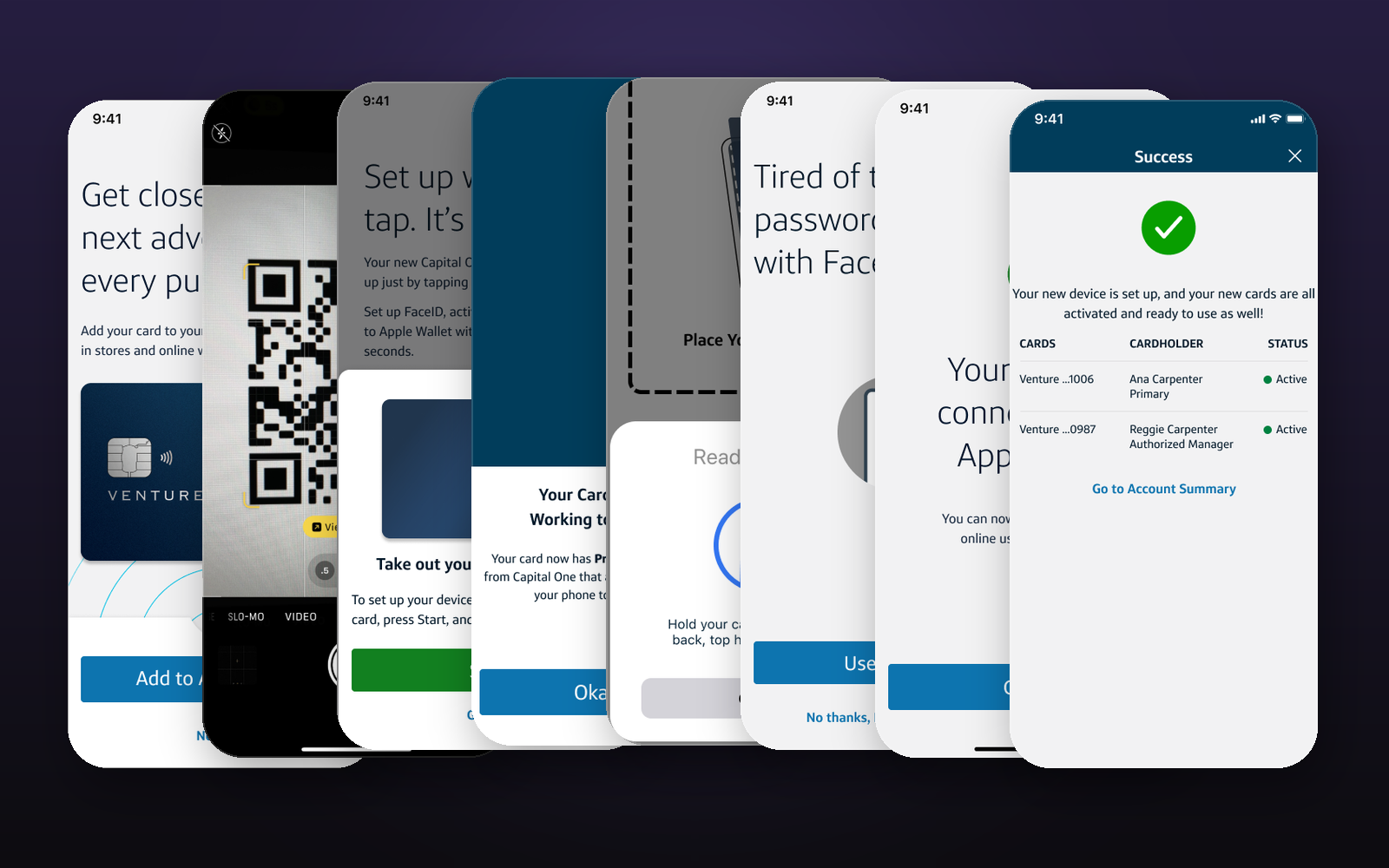 Presto activation — the full set of iOS app screens