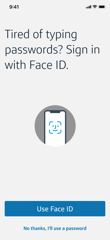 Face ID enrollment — FIDO2-compliant