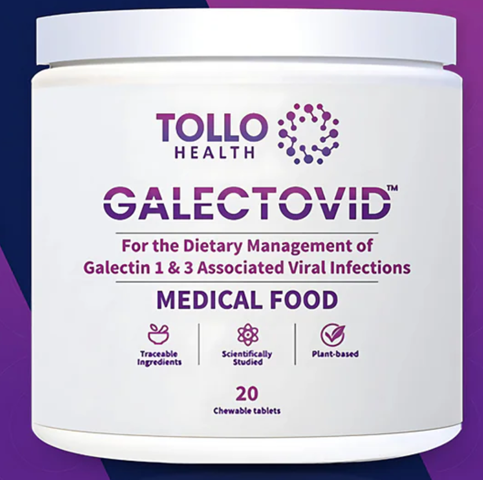 Original Galectovid jar — white tub with purple Tollo Health branding